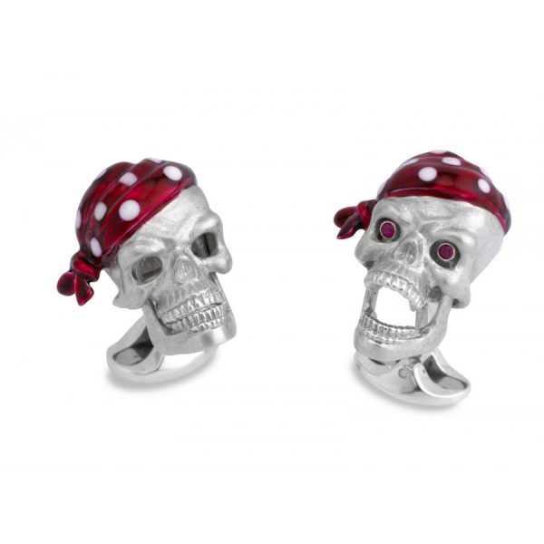 Silver Skull with Bandanas Cufflinks