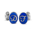 Oval Silver & Enamel Initial Cufflinks