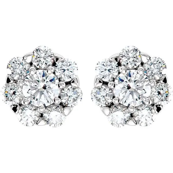 14 Karat Diamond Cluster Studs 16-.70