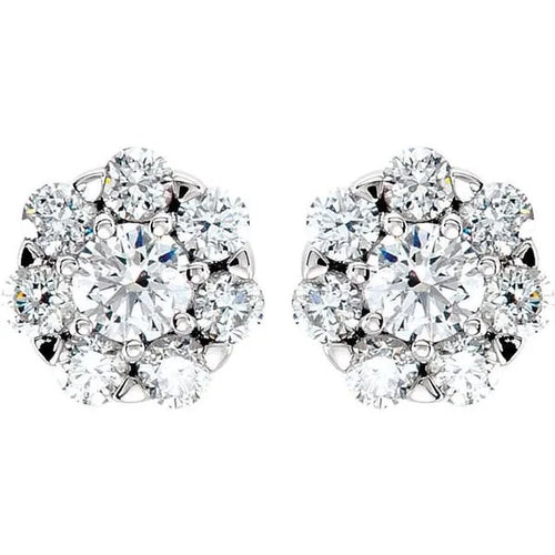 14 Karat Diamond Cluster Studs 16-.70
