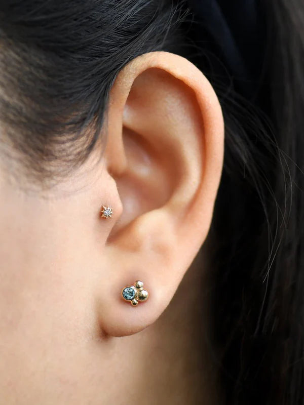 14 Karat Dew Drop Micro Bubbling Brook Studs