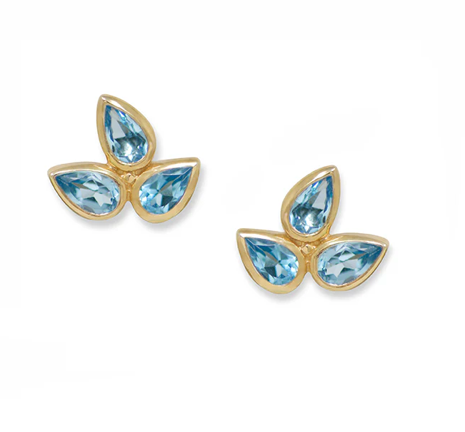 14 Karat Yellow Gold Bouquet Fleur de Lis Studs