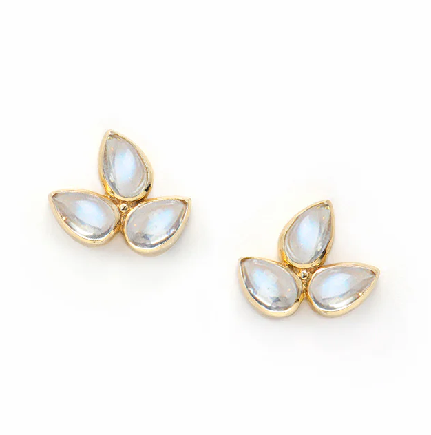 14 Karat Yellow Gold Bouquet Fleur de Lis Studs