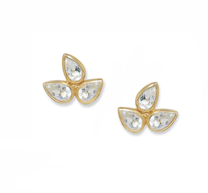 14 Karat Yellow Gold Bouquet Fleur de Lis Studs
