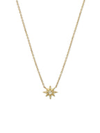 14 Karat Yellow Gold Aztec Micro Necklace Starburst