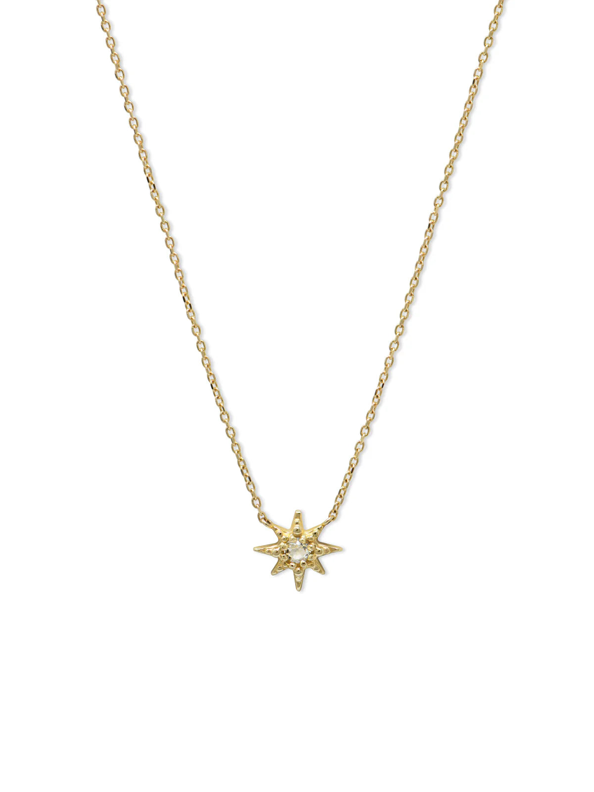 14 Karat Yellow Gold Aztec Micro Necklace Starburst