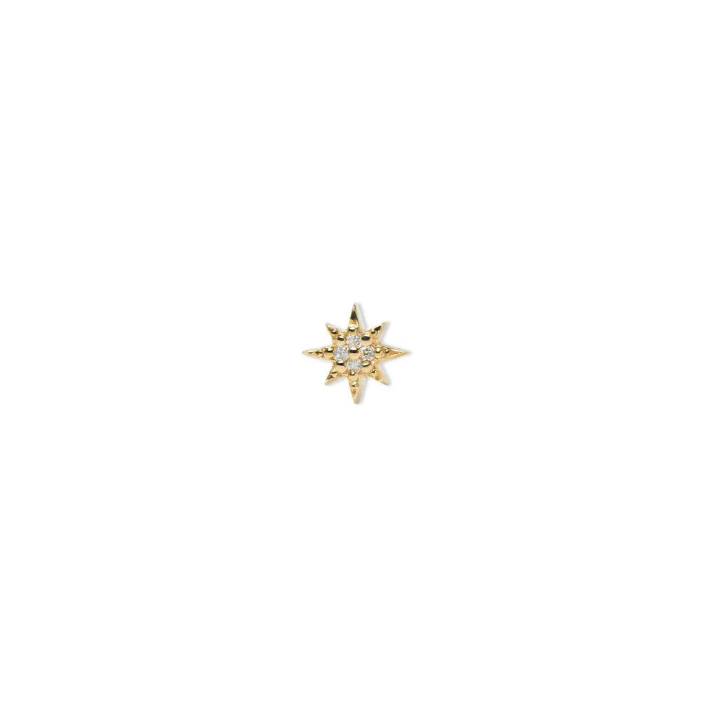 14 Karat Aztec Micro North Star Stud