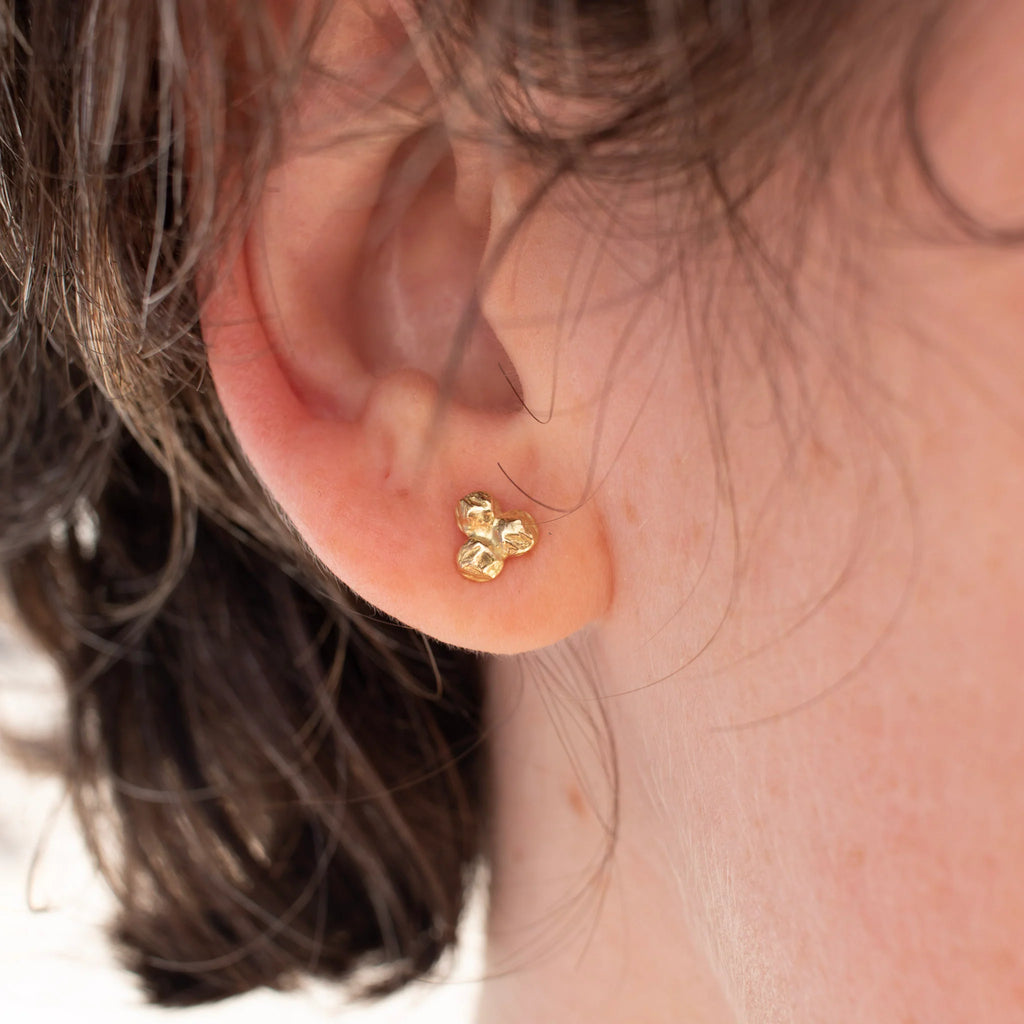 18 Karat Gold Brushed Organic Studs