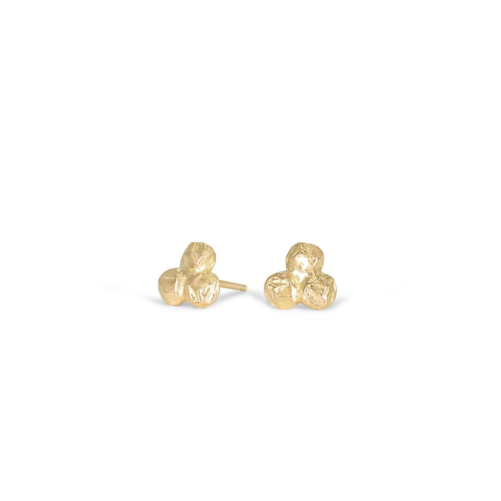 18 Karat Gold Brushed Organic Studs