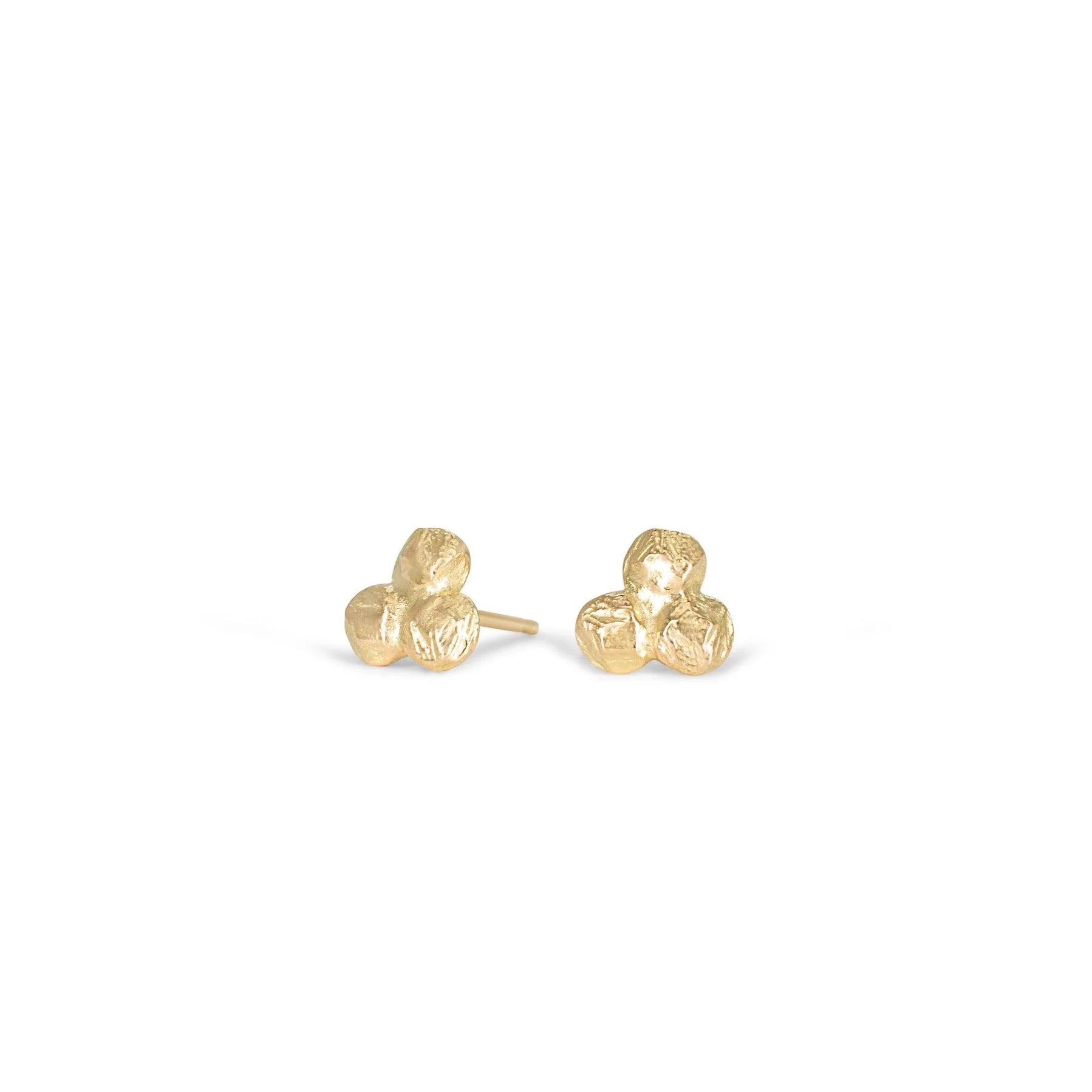 18 Karat Gold Brushed Organic Studs