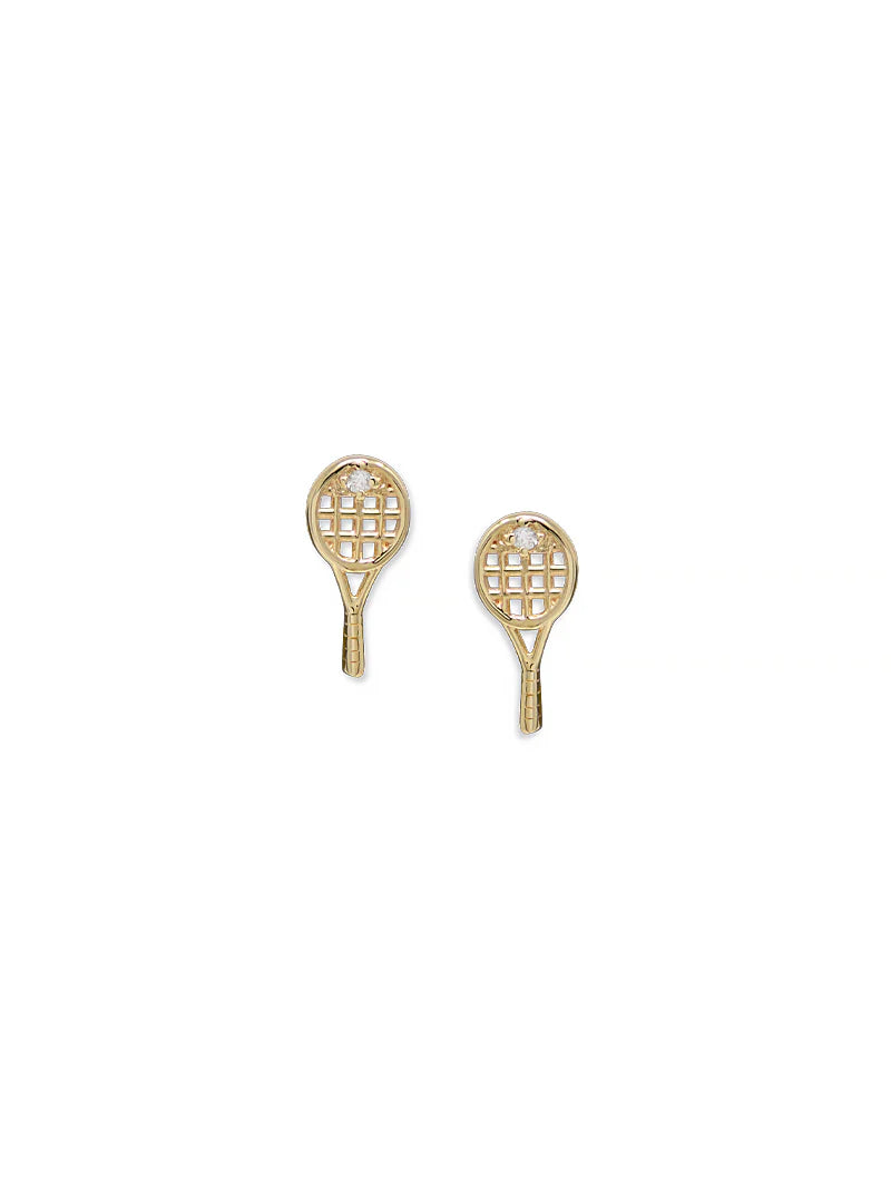 14 Karat Yellow Gold Love Letter Kelly Tennis Raquet Stud