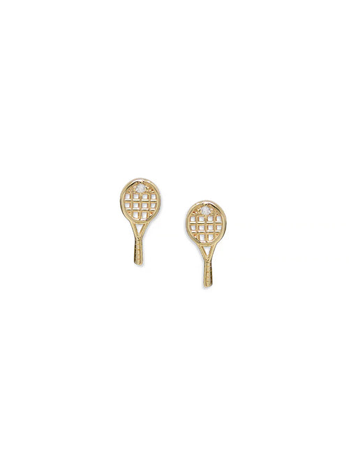14 Karat Yellow Gold Love Letter Kelly Tennis Raquet Stud
