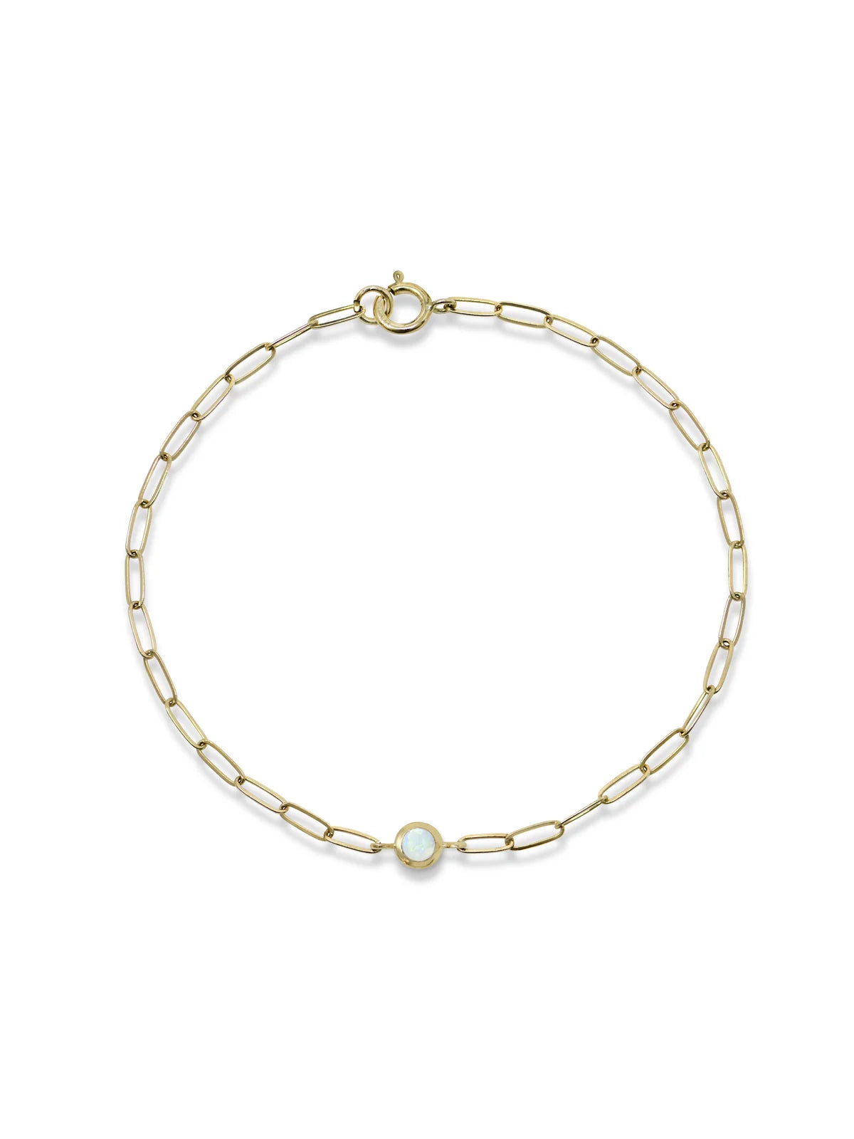 14 Karat Classique Bezel Birthstone Paperclip Bracelet