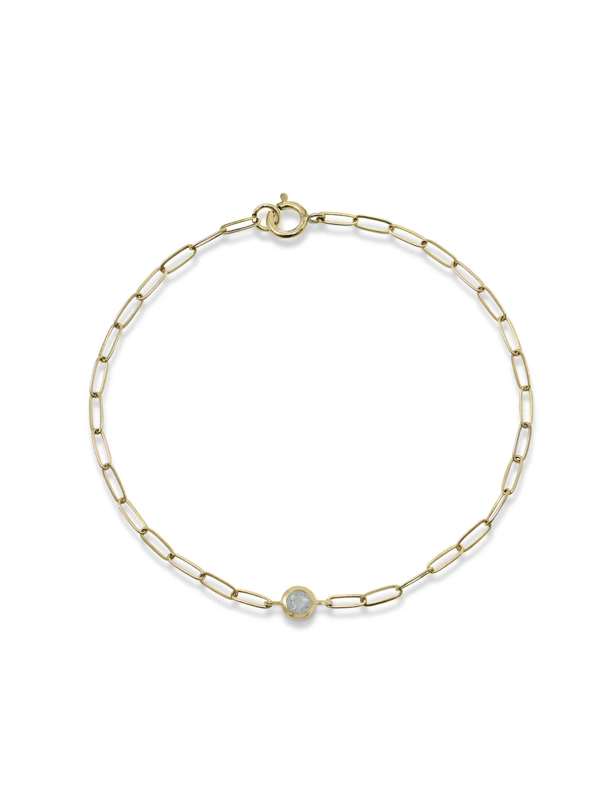 14 Karat Classique Bezel Birthstone Paperclip Bracelet