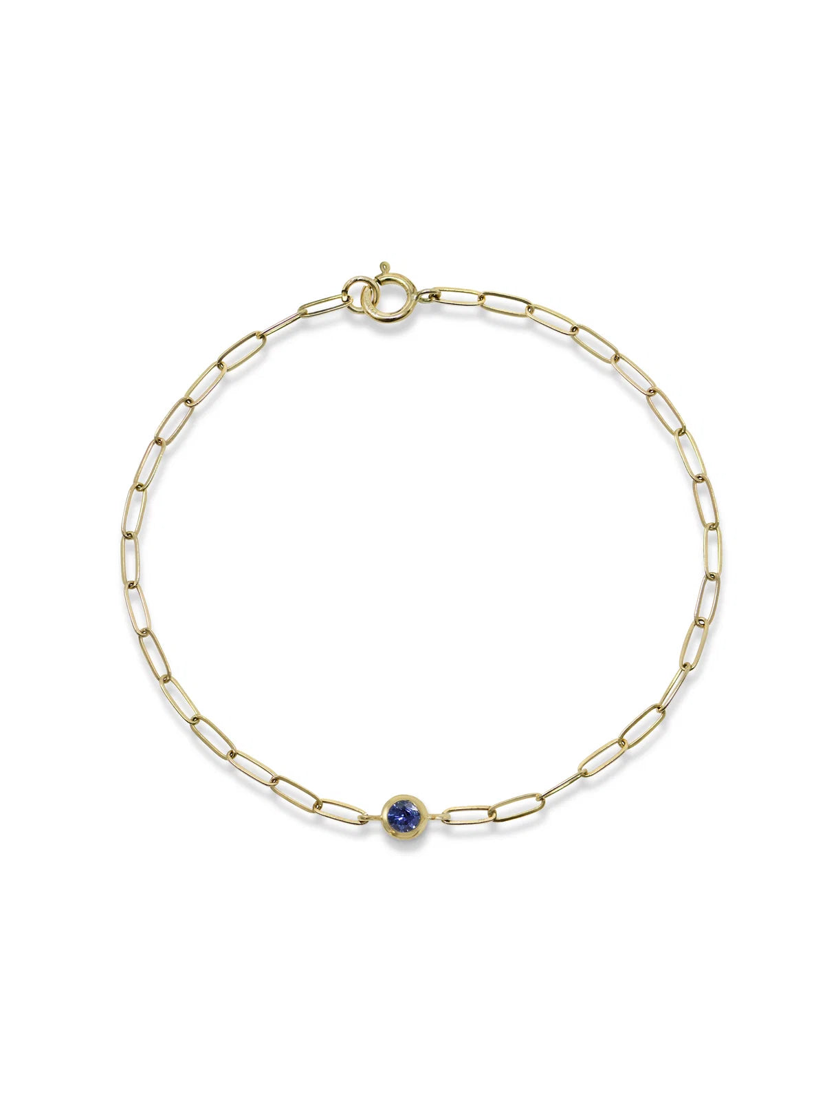 14 Karat Classique Bezel Birthstone Paperclip Bracelet