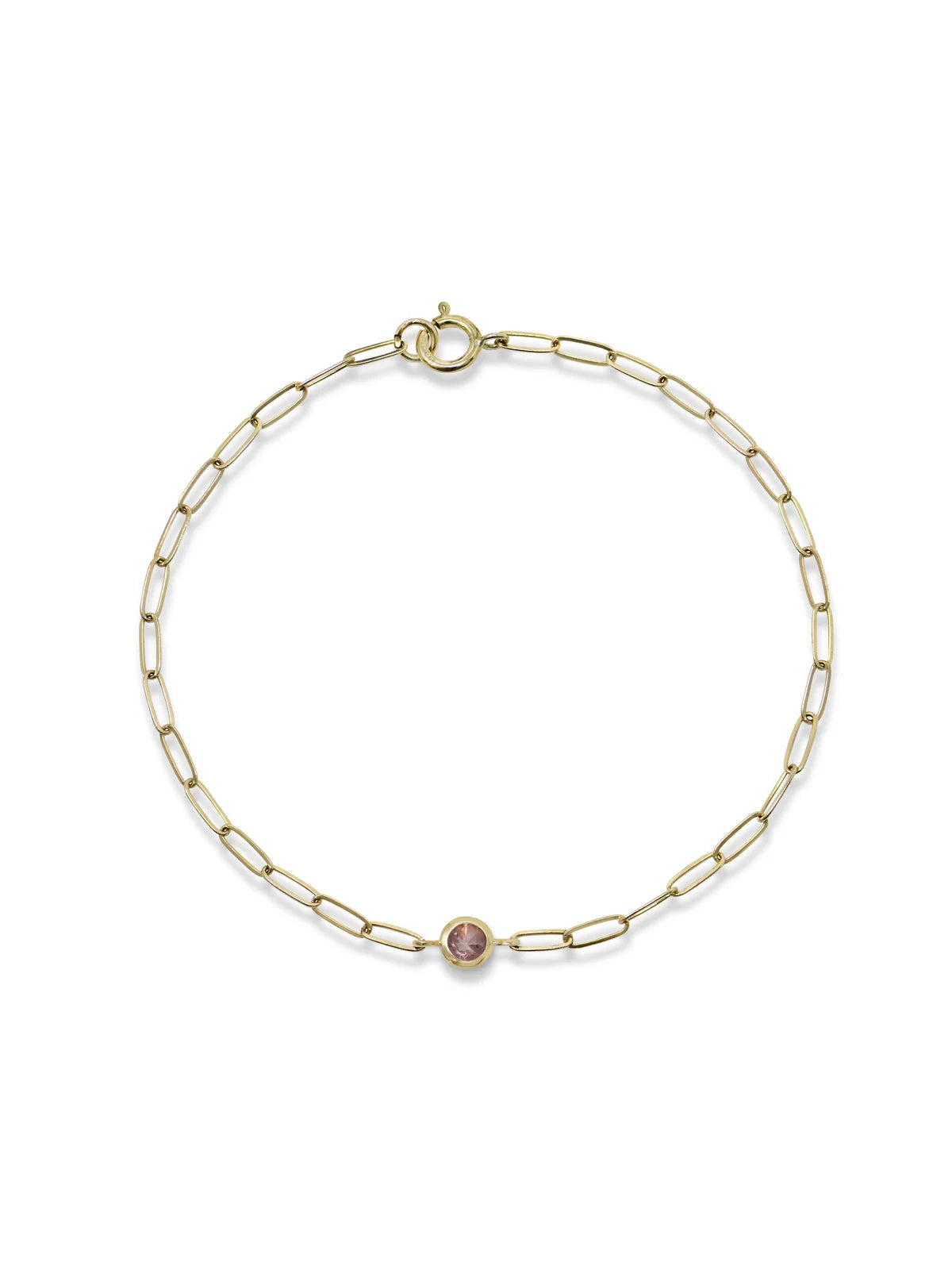 14 Karat Classique Bezel Birthstone Paperclip Bracelet