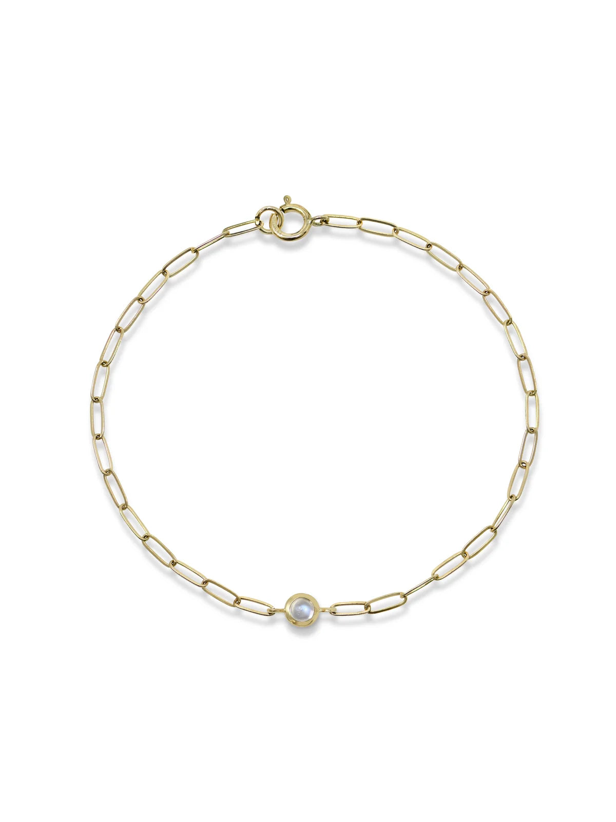14 Karat Classique Bezel Birthstone Paperclip Bracelet