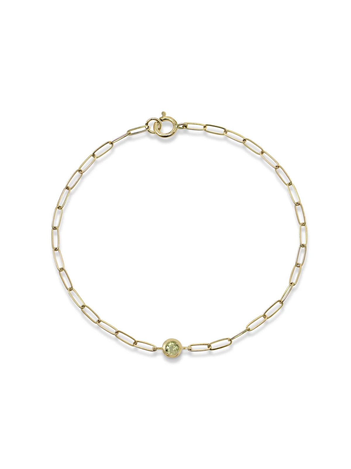 14 Karat Classique Bezel Birthstone Paperclip Bracelet
