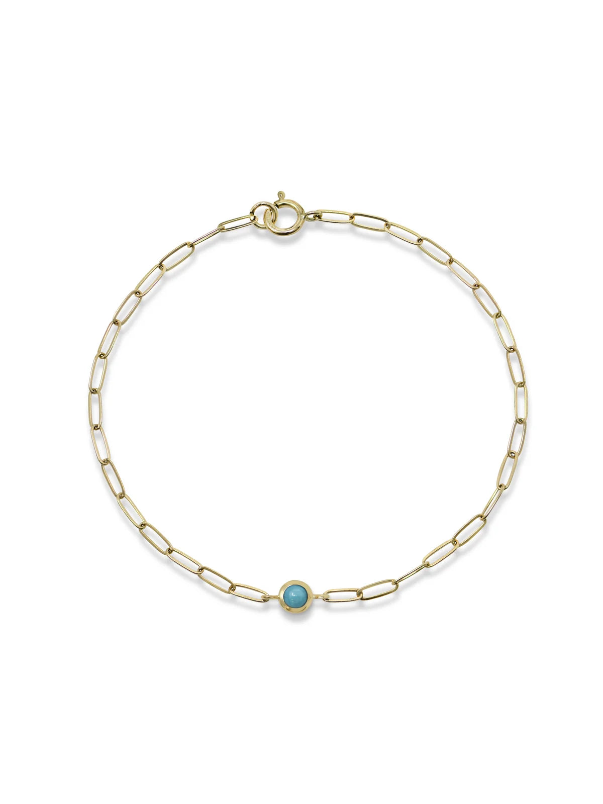 14 Karat Classique Bezel Birthstone Paperclip Bracelet