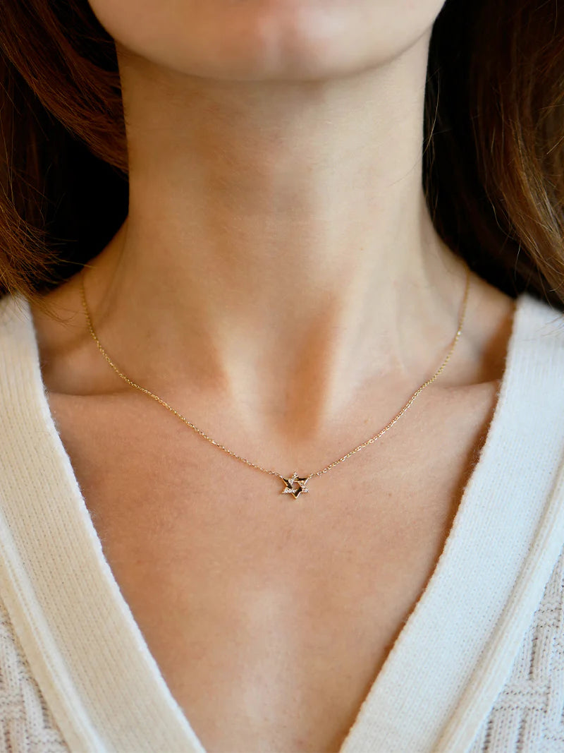 14 Karat Love Letter Pave Star of David Necklace