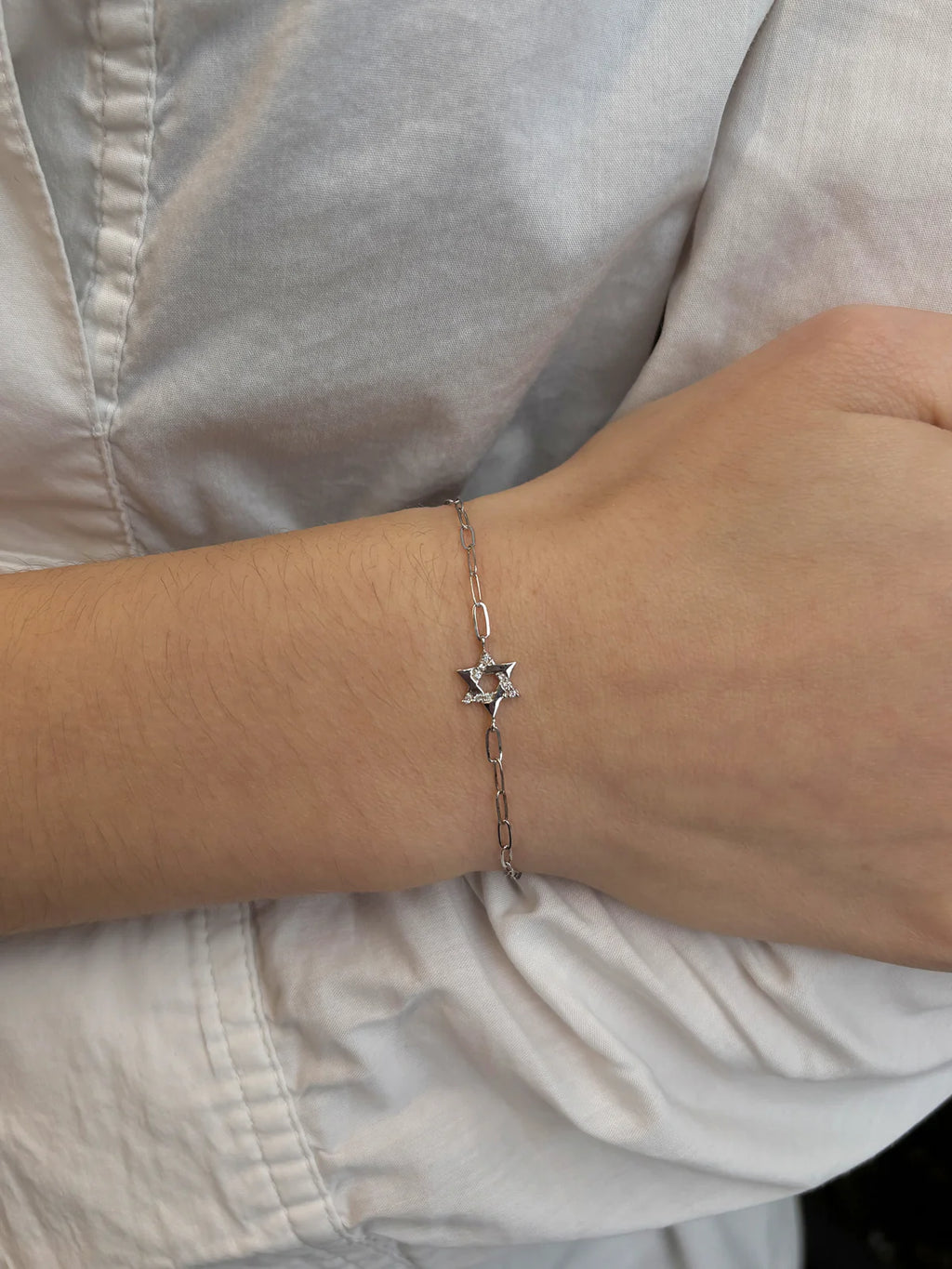 Silver Love Letter Pave Star of David Bracelet