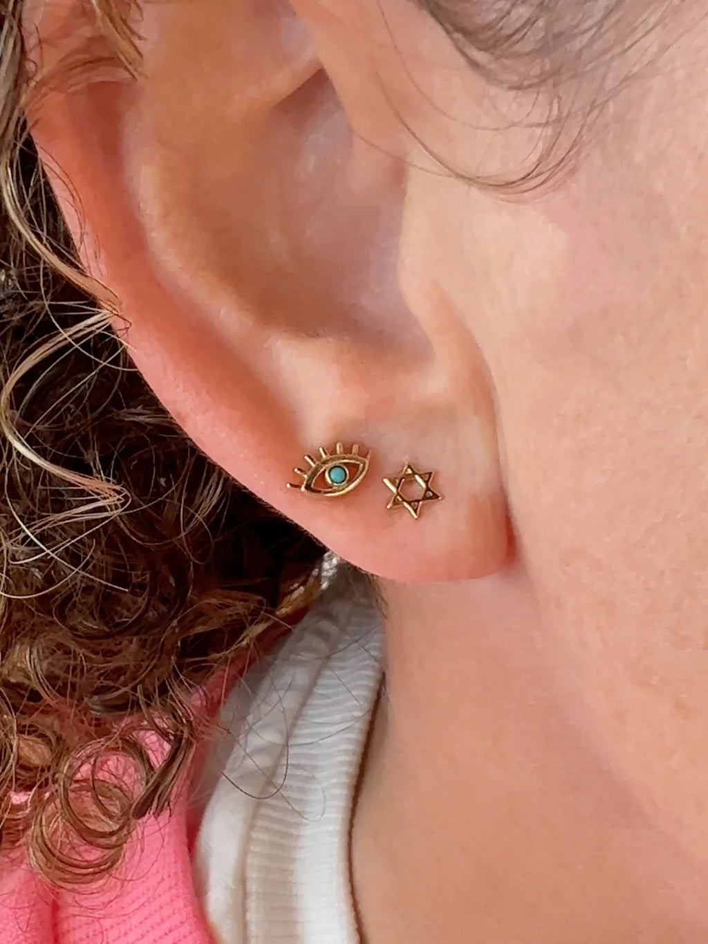 14Y Karat Love Letter MIni Star of David Gold Single Earring