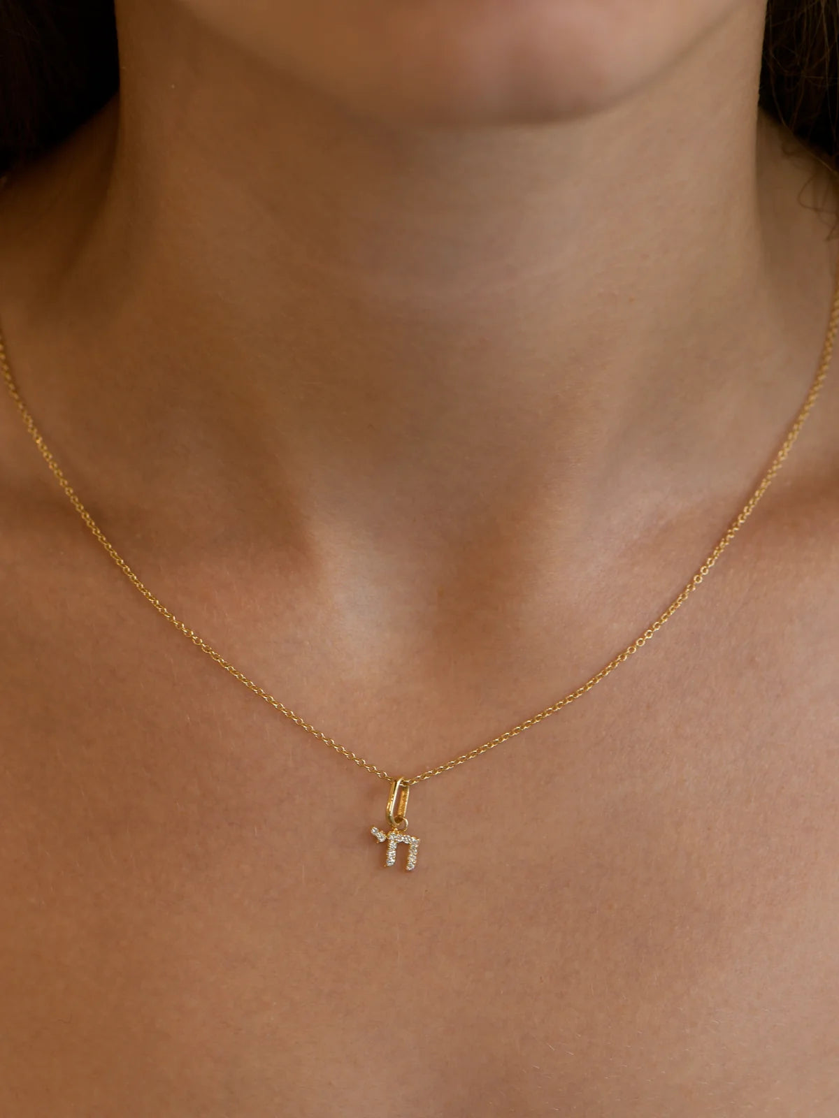 14 Karat  Love Letter Mini Chai Pendant