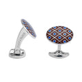 Silver Maroon with Royal-blue Spot Cufflinks