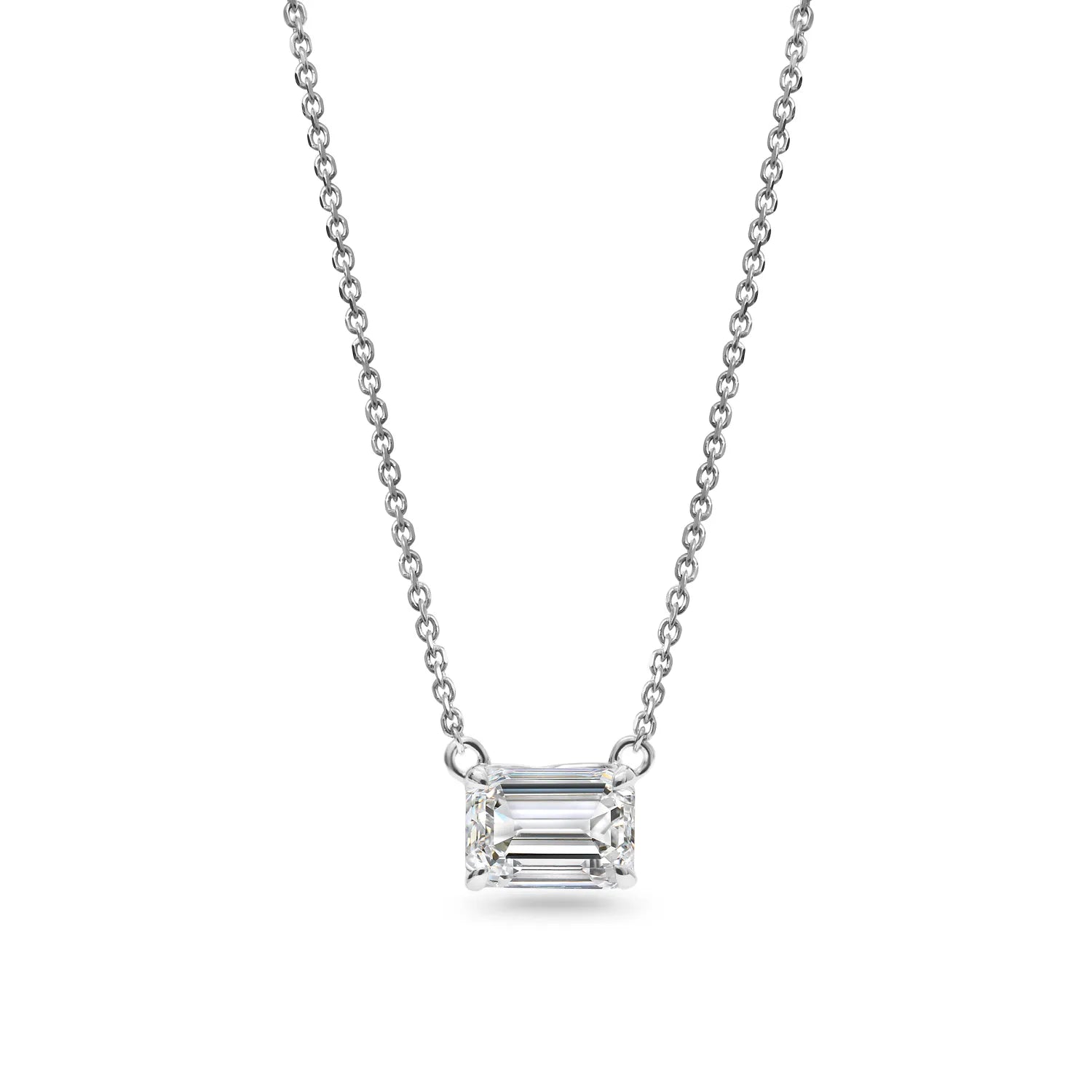 18 Karat Gold Emerald Cut Solitaire Pendant