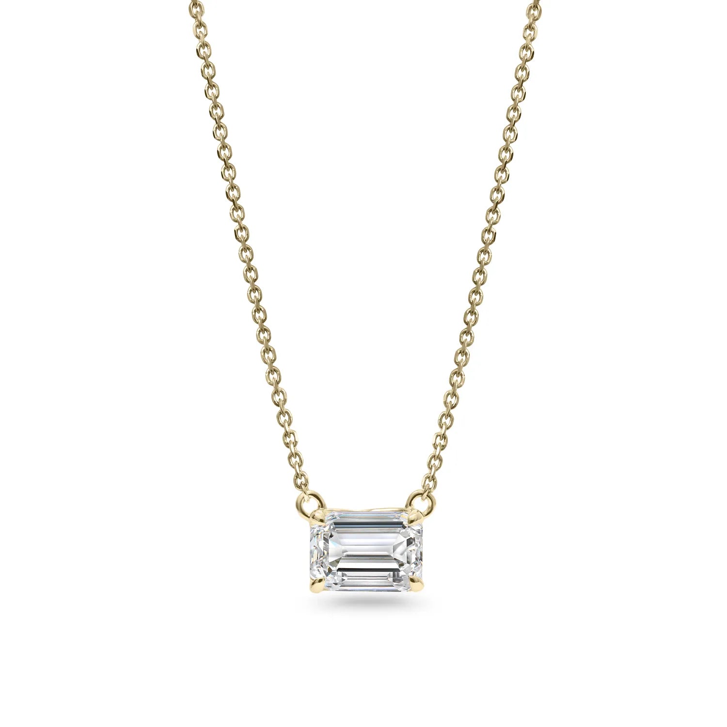 18 Karat Gold Emerald Cut Solitaire Pendant