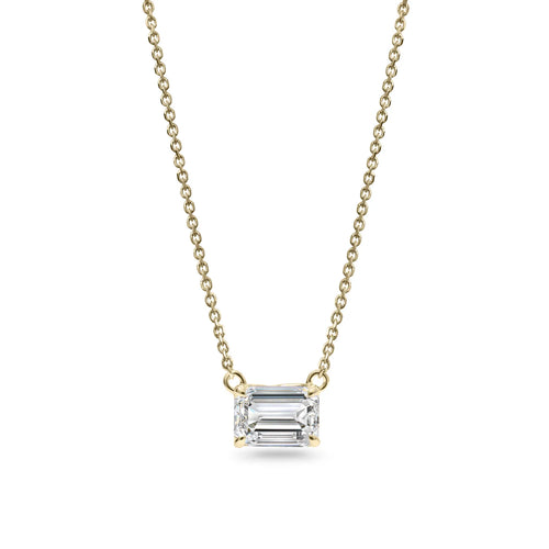 18 Karat Gold Emerald Cut Solitaire Pendant