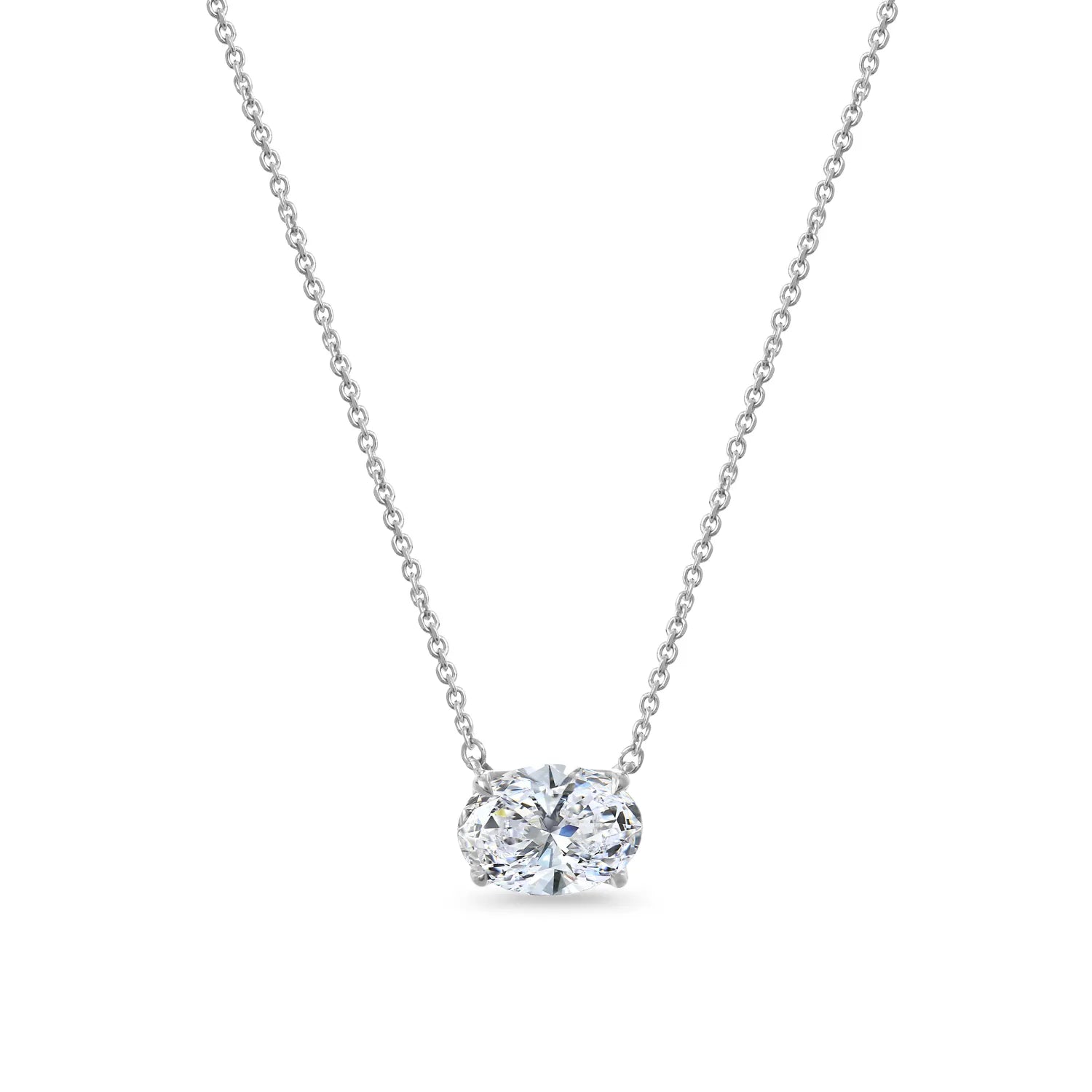 18 Karat Gold Oval Solitaire Pendant