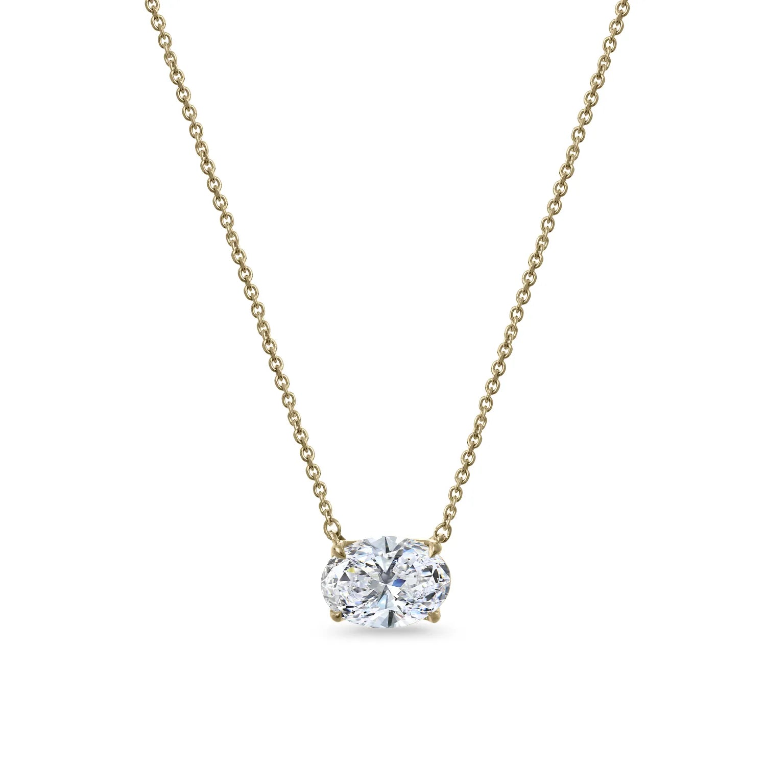 18 Karat Gold Oval Solitaire Pendant