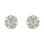 14 Karat Diamond Cluster Studs (16-1.52 E-F SI)