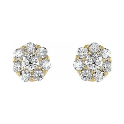 14 Karat Diamond Cluster Studs (16-1.52 E-F SI)