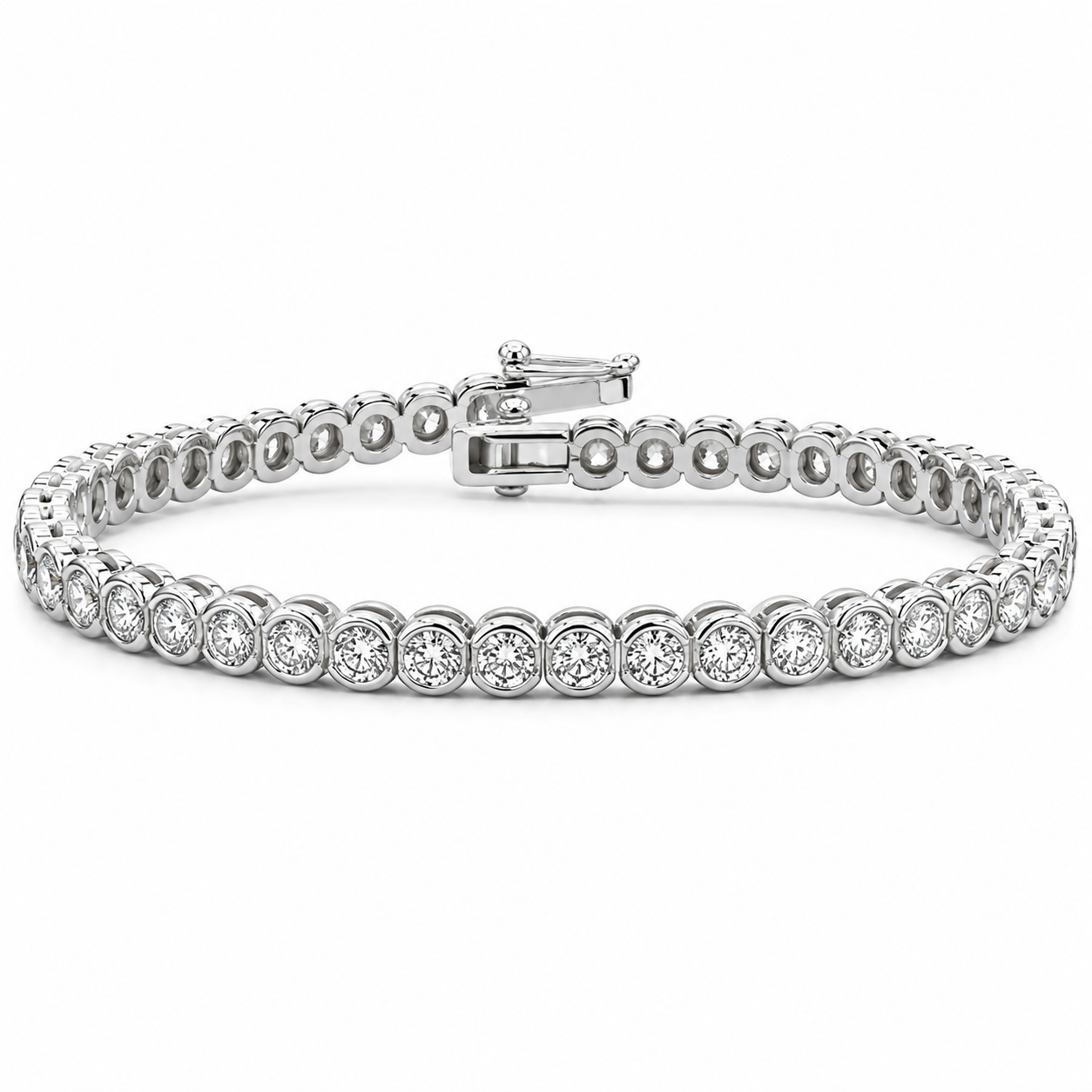 White Gold Half-Bezel Tennis Bracelet (.18 Carat)