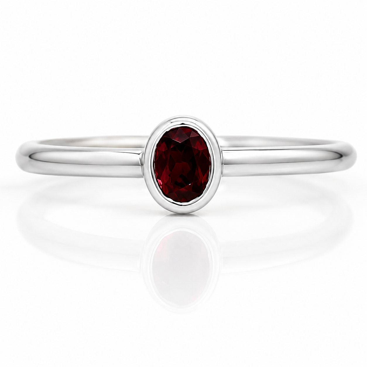 14 Karat Gold Mini Solitaire Birthstone Oval Ruby Ring