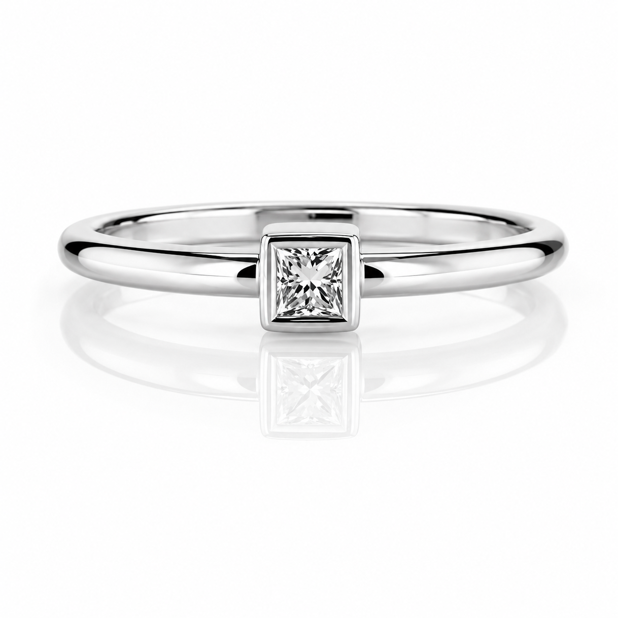 14 Karat Gold Mini Solitaire Birthstone Princess-Cut Diamond Ring