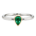 14 Karat Gold Mini Solitaire Pear-Shaped Emerald Birthstone Ring