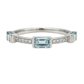 14 Karat White Gold Aquamarine & Diamond Stacking Rings