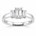 14 Karat Gold Emerald Cut 3-Stone Diamond Ring