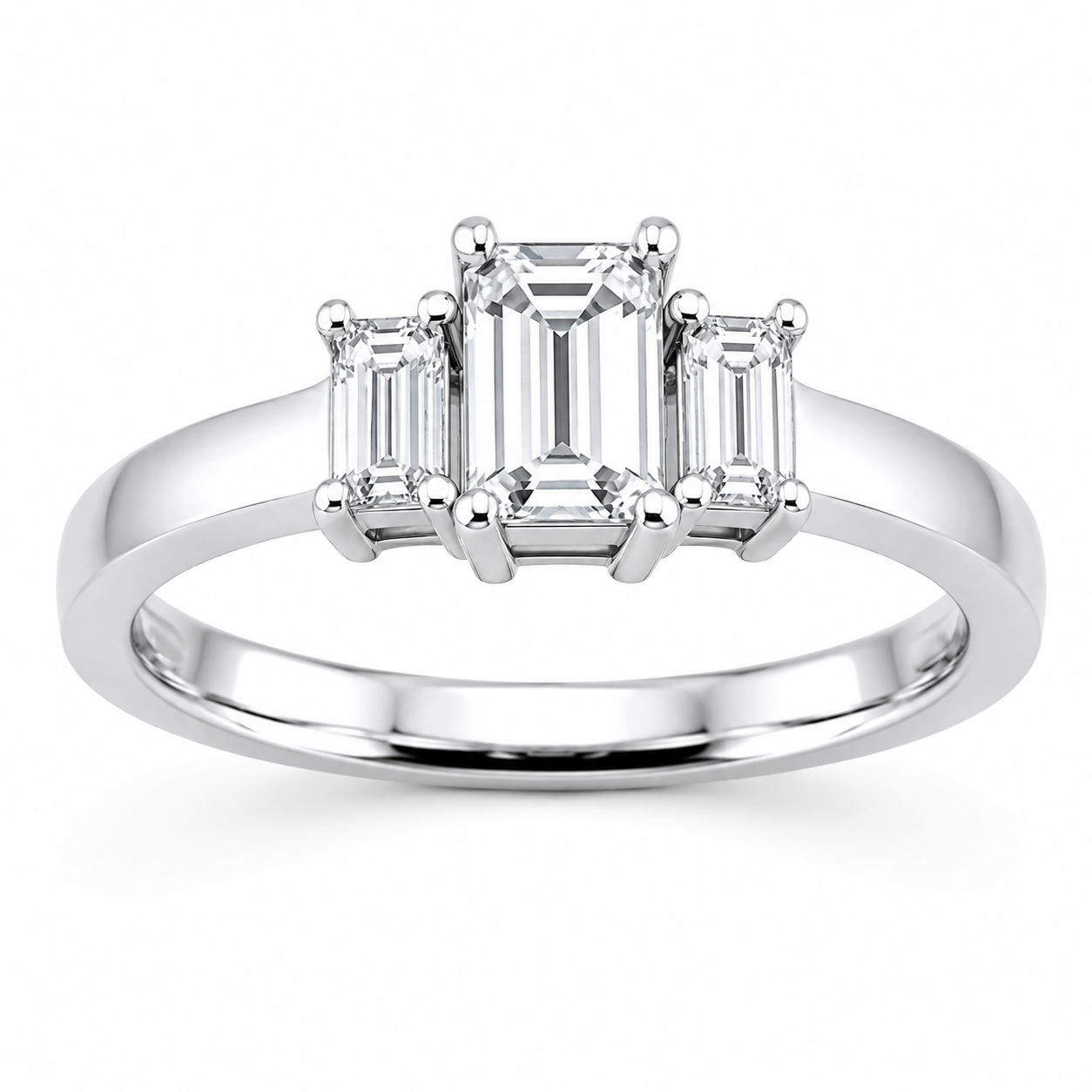 14 Karat Gold Emerald Cut 3-Stone Diamond Ring