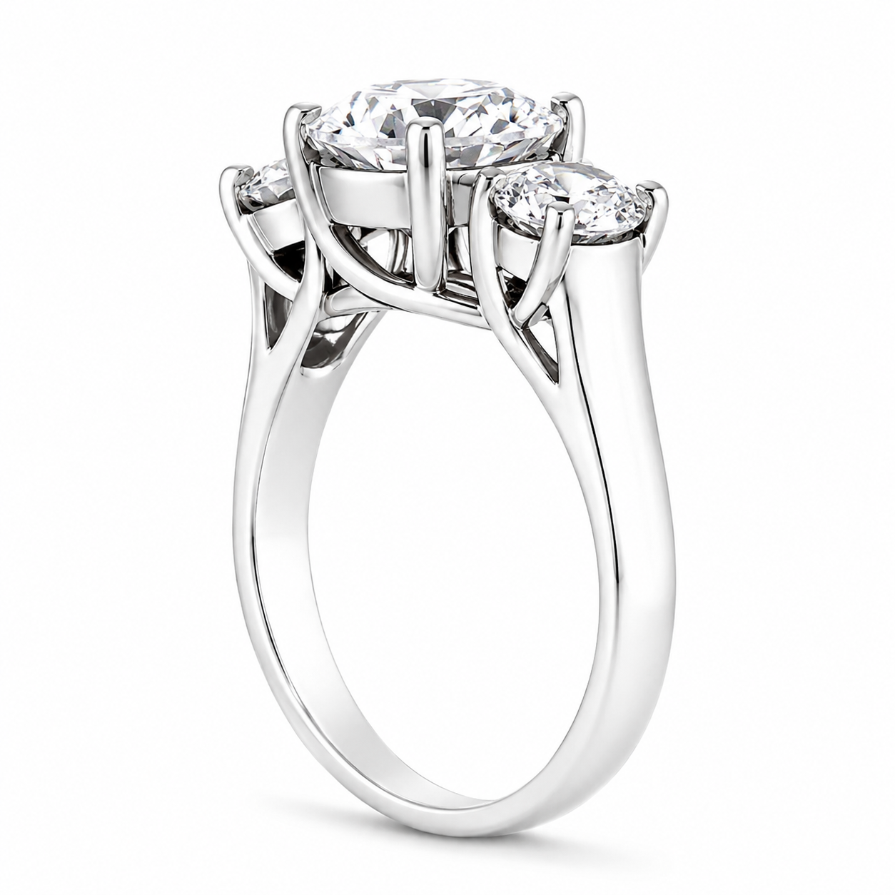 14 Karat White Gold 3-Stone Diamond Ring