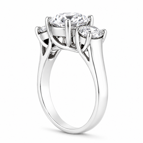 14 Karat White Gold 3-Stone Diamond Ring