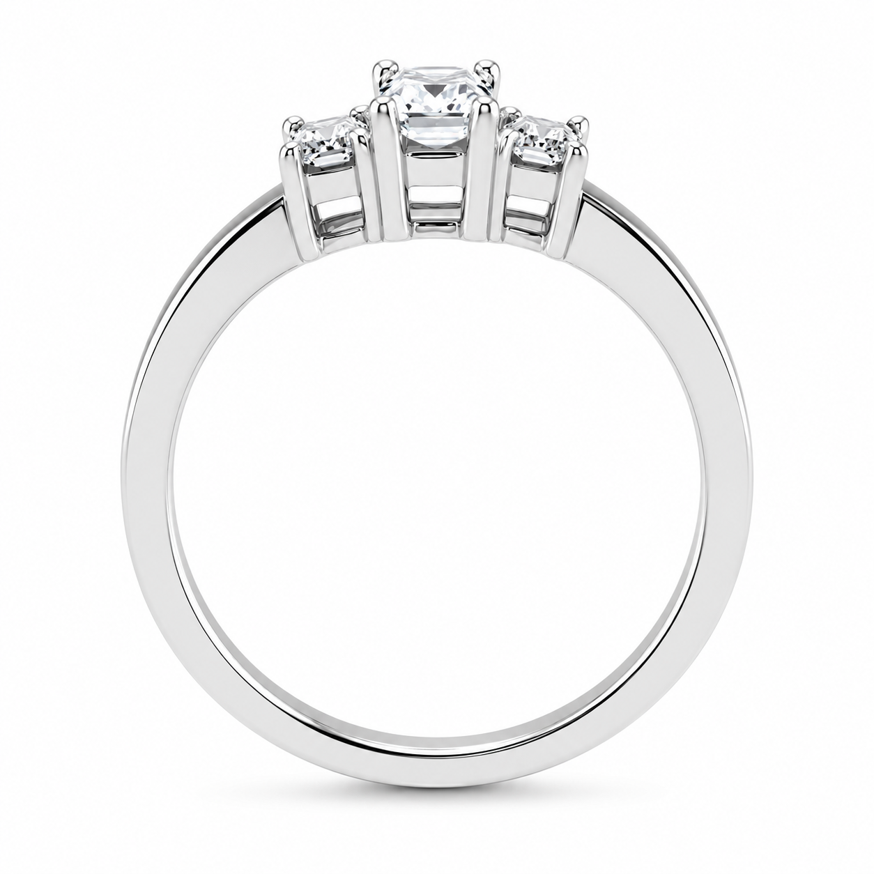 14 Karat Gold Emerald Cut 3-Stone Diamond Ring