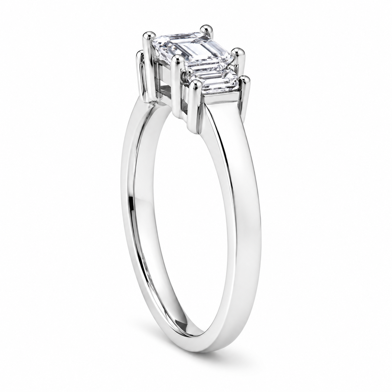 14 Karat Gold Emerald Cut 3-Stone Diamond Ring