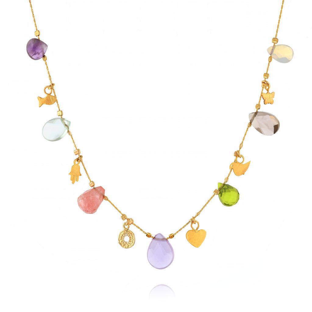 Vermeil Charm & Bead Station Necklaces, (Var) 16"