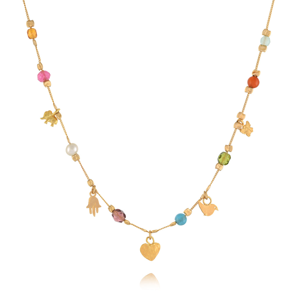 Vermeil Charm & Bead Station Necklaces, (Var) 16"