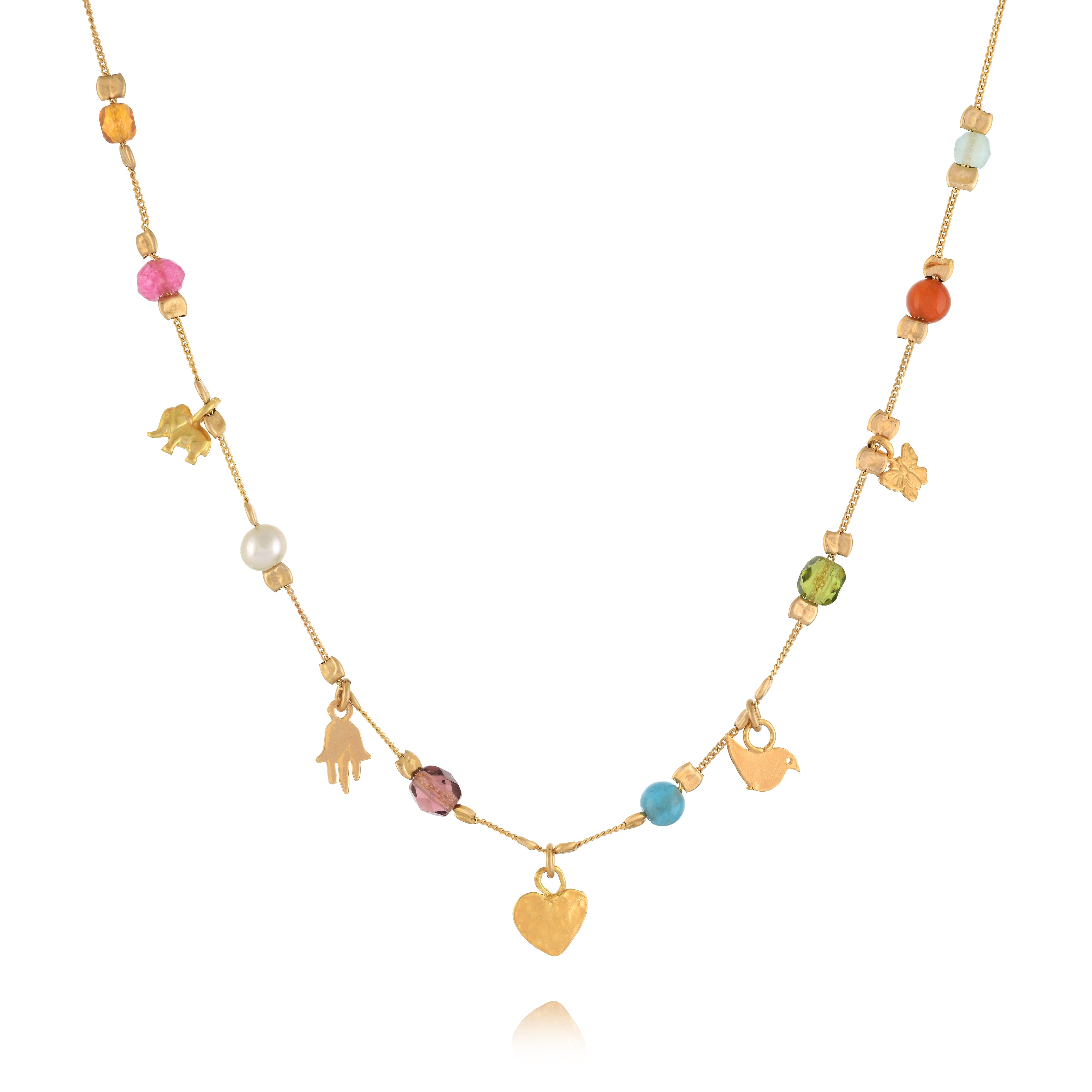 Vermeil Charm & Bead Station Necklaces, (Var) 16"