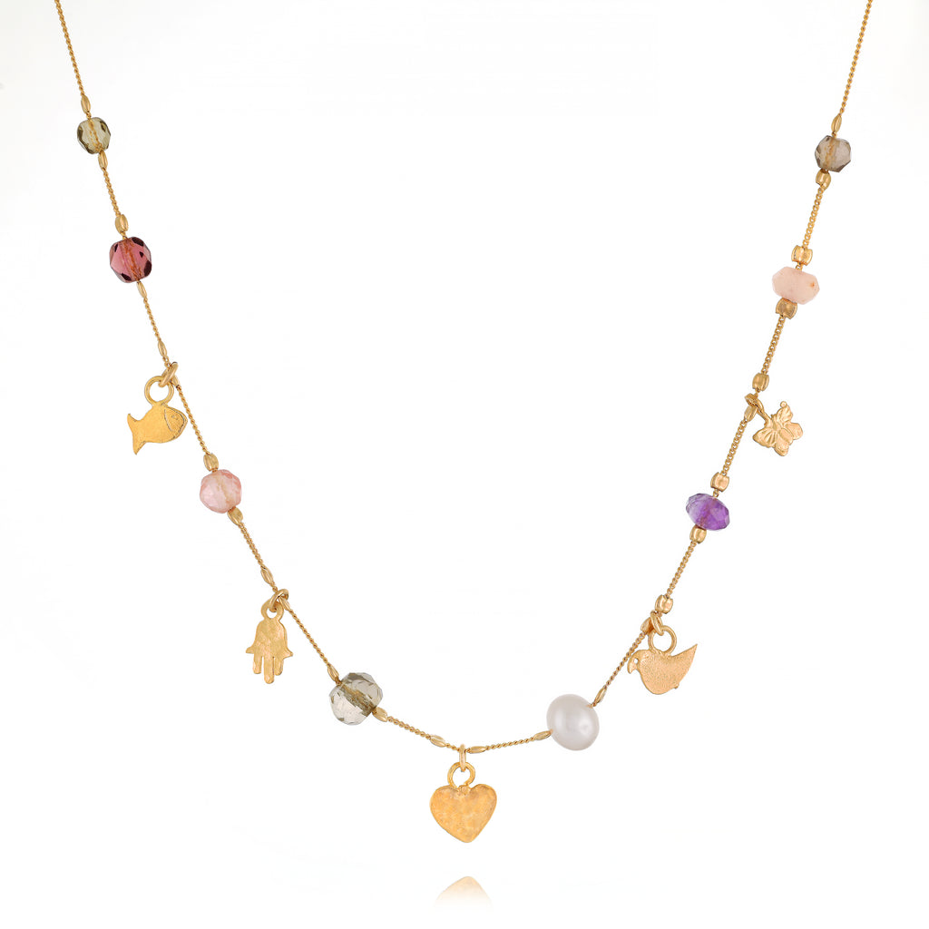 Vermeil Charm & Bead Station Necklaces, (Var) 16"